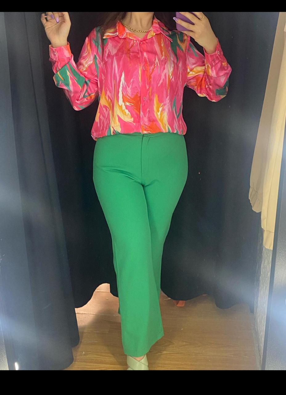 Printed Tie-Front Blouse