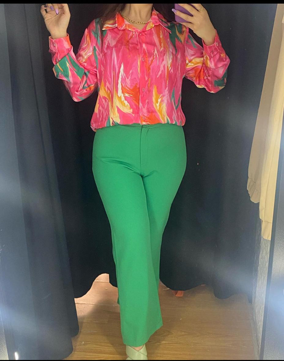 Printed Tie-Front Blouse