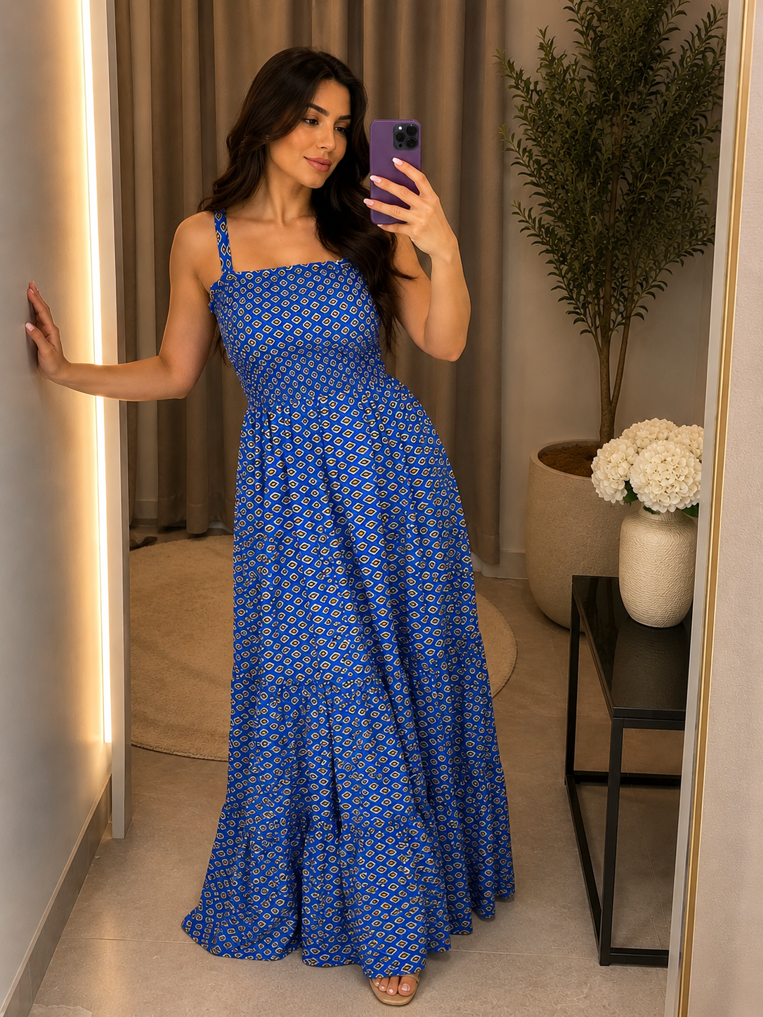 Geometric Print Maxi Dress