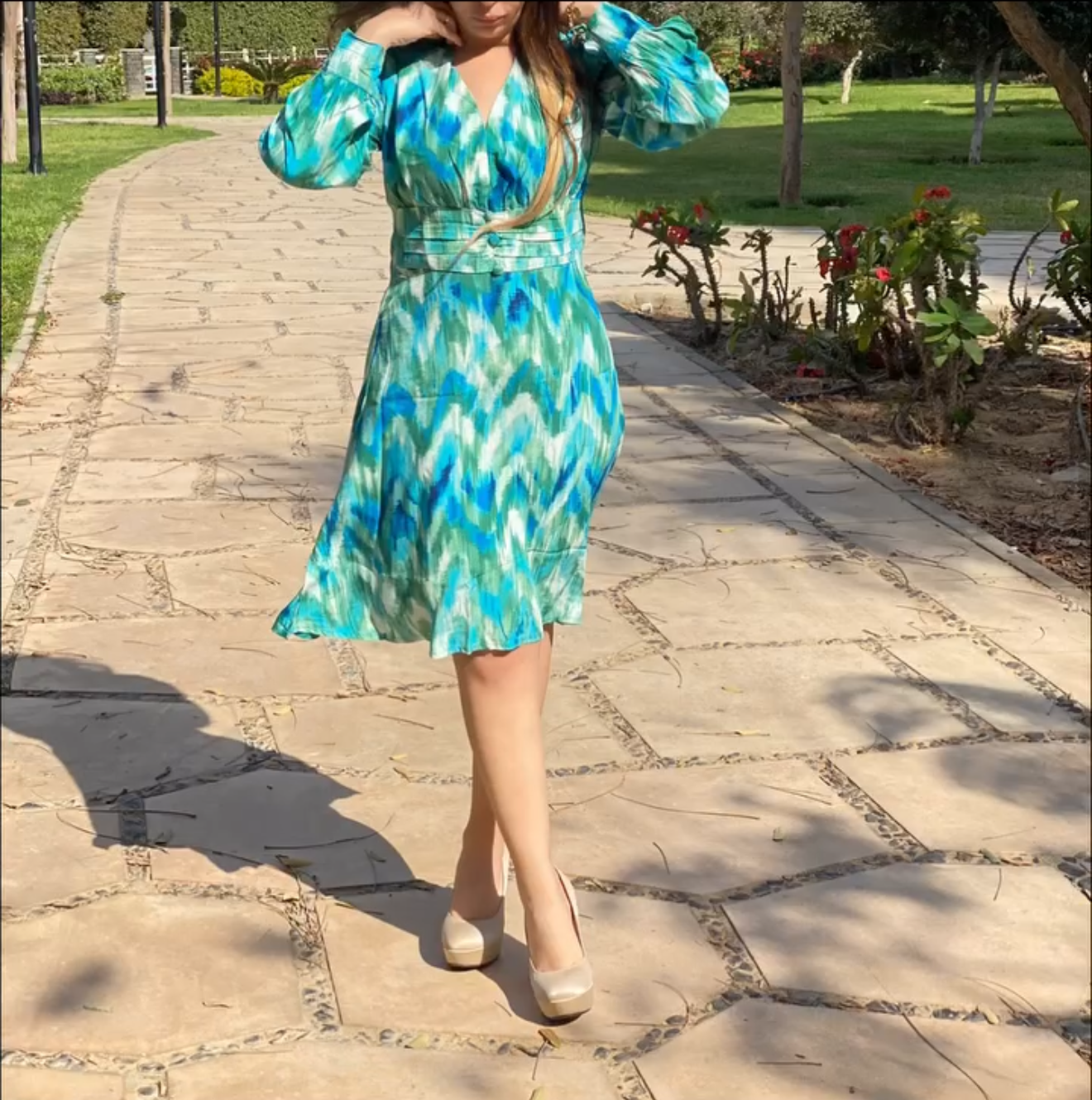 Chevron Print Wrap Mini Dress