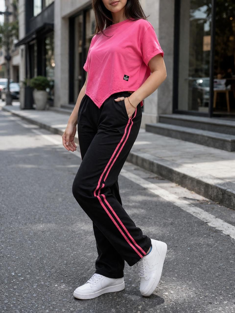 Sport Set 2 Pieces – Crop Top & Wide-Leg Pants