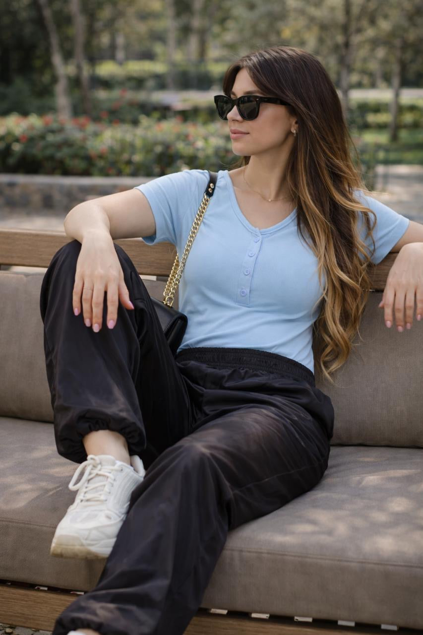Ribbed Henley Bodysuit