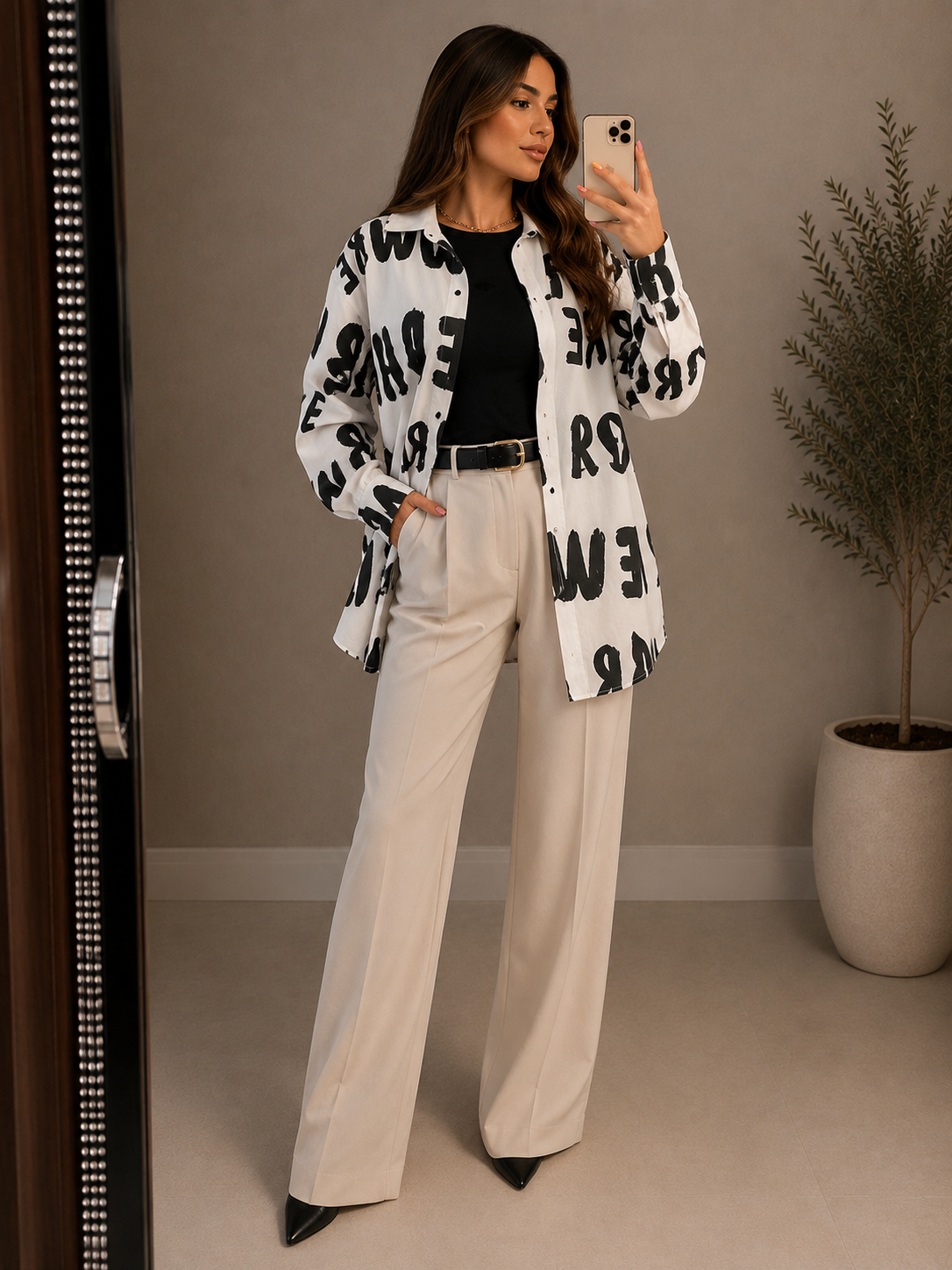 Graffiti Print Oversized Shirt