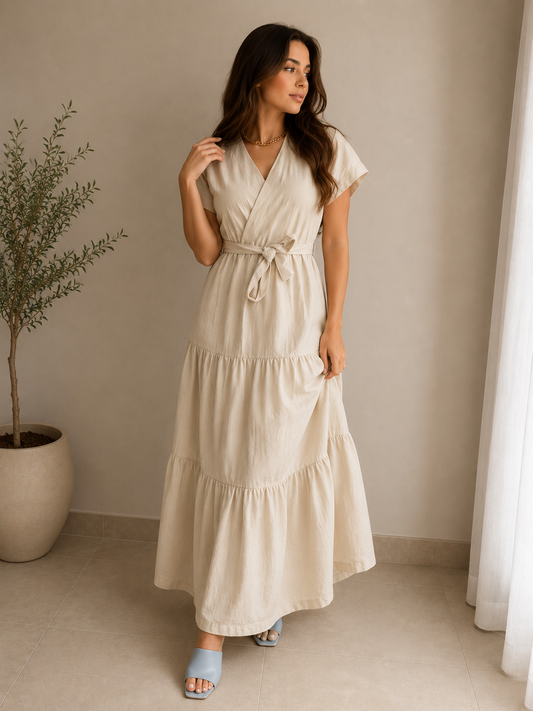 Linen Wrap Maxi Dress
