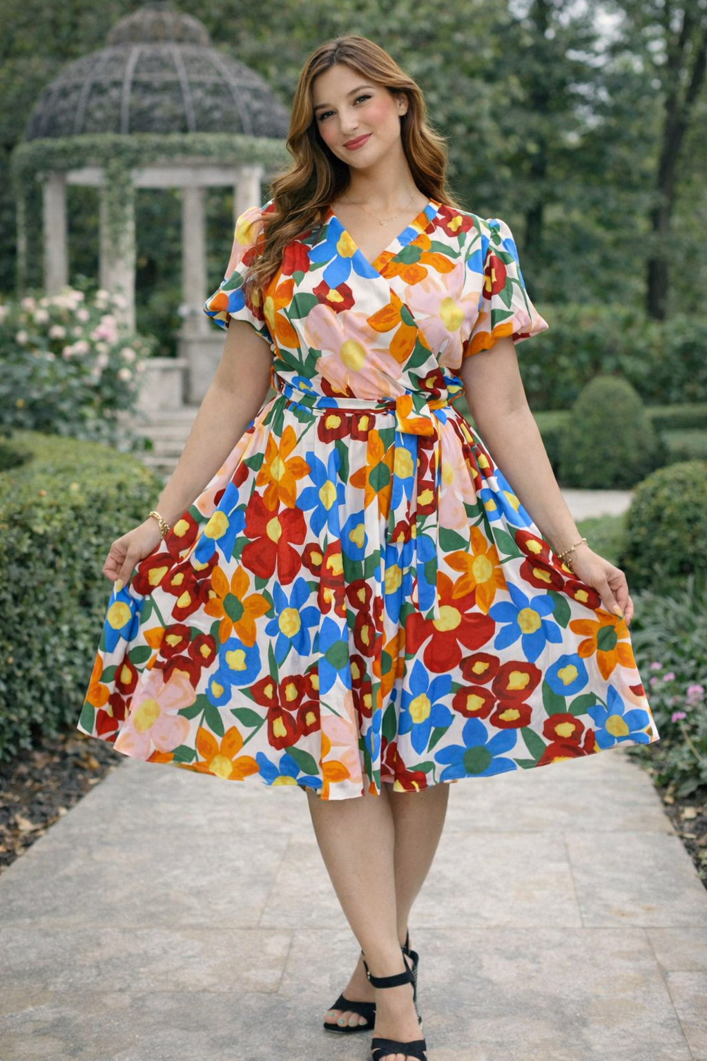 Floral Wrap Midi Dress