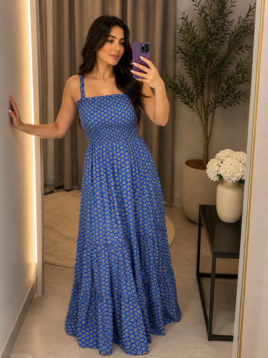 Geometric Print Maxi Dress