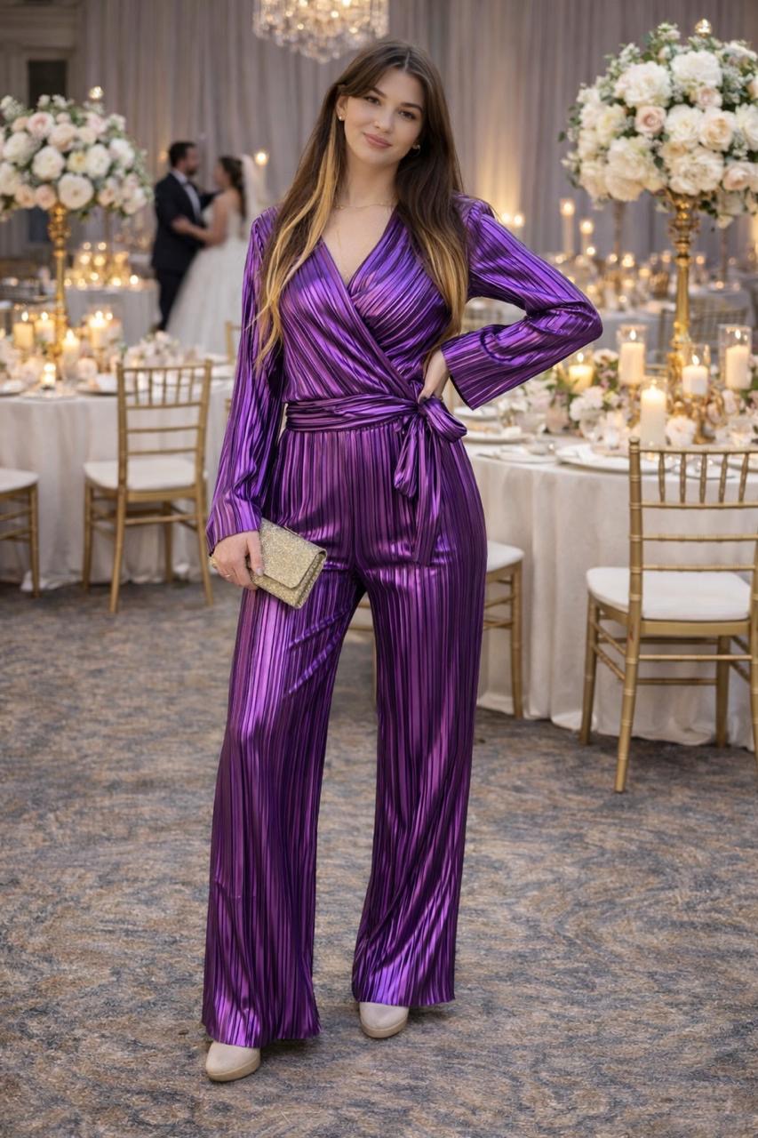 Purple Metallic Two-Piece Set