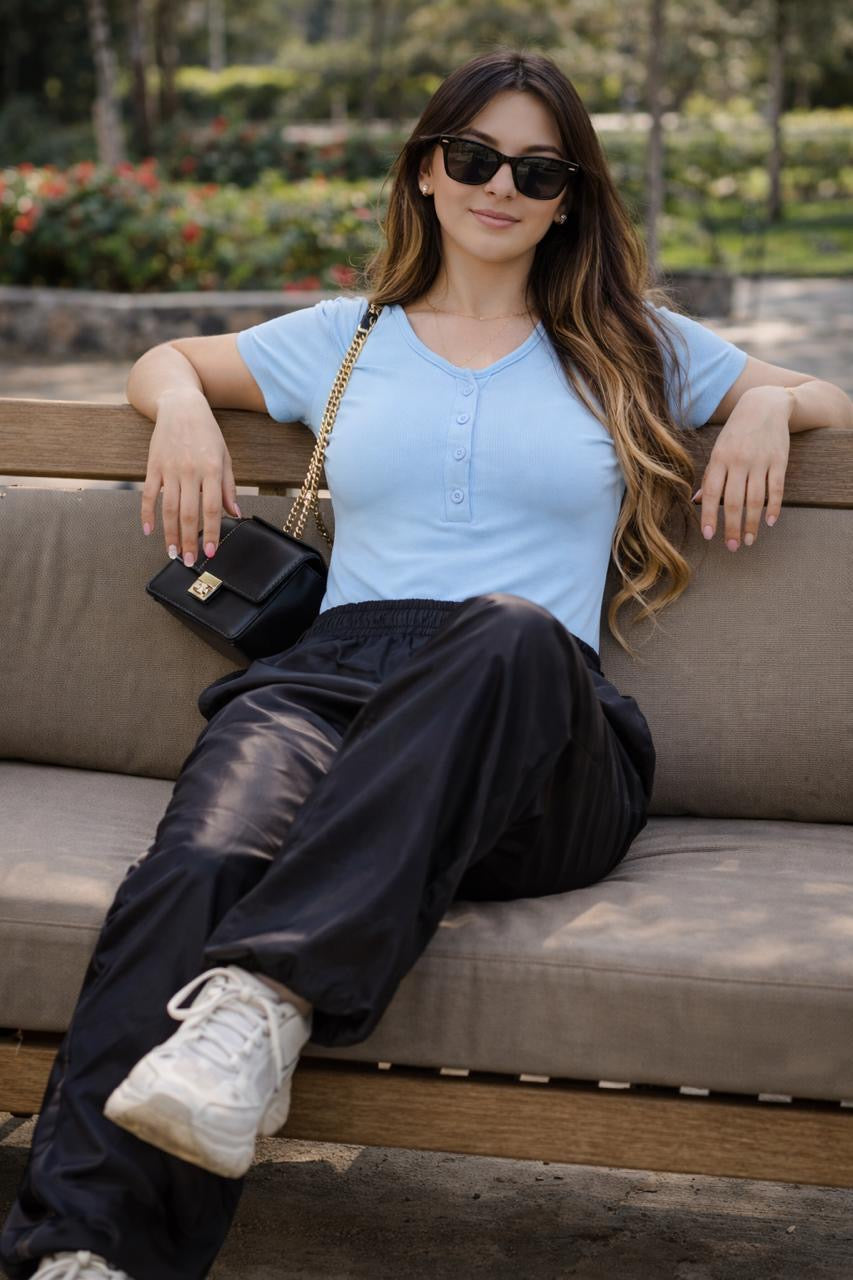Ribbed Henley Bodysuit