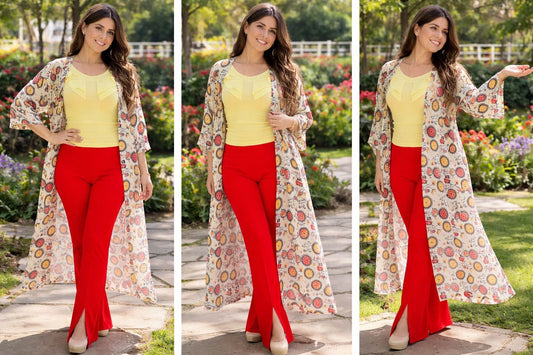 Folk Circle Print Kimono