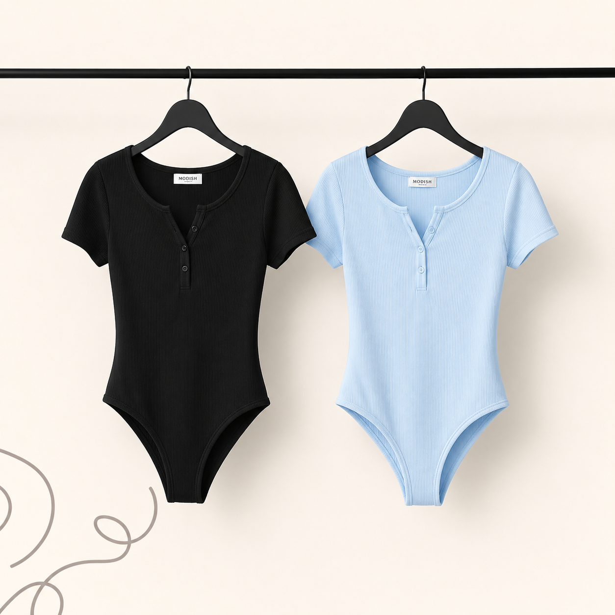 Ribbed Henley Bodysuit