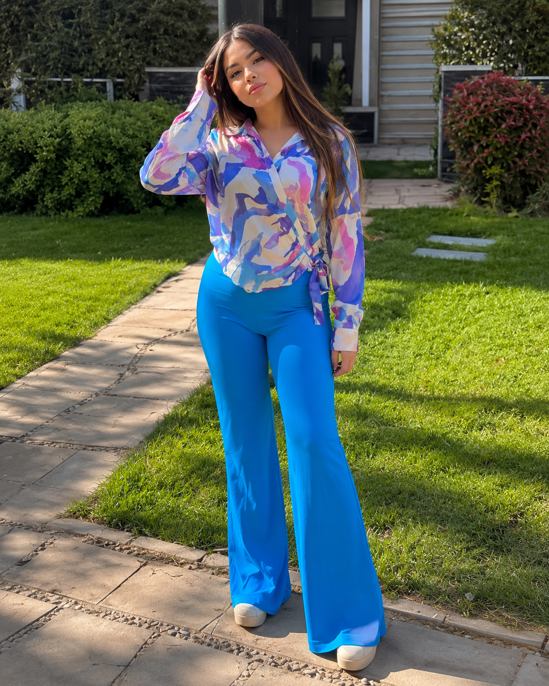Satin Wrap Blouse