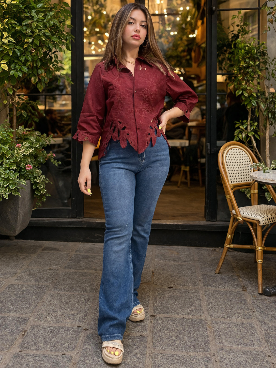 Laser Cut Embroidered Shirt