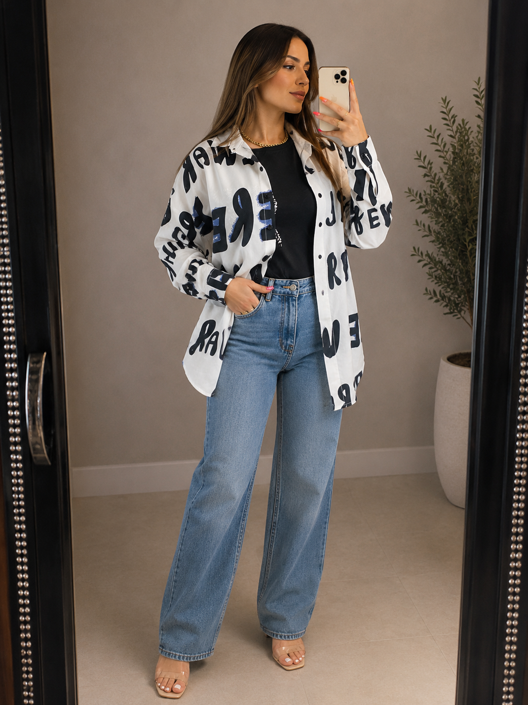 Graffiti Print Oversized Shirt