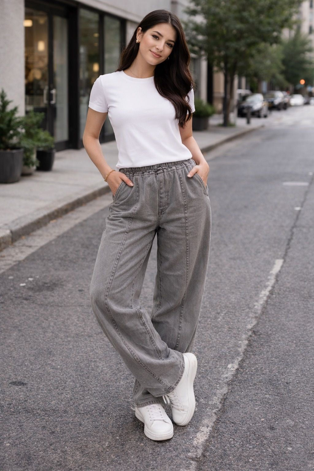 Casual Cotton Wide-Leg Pants