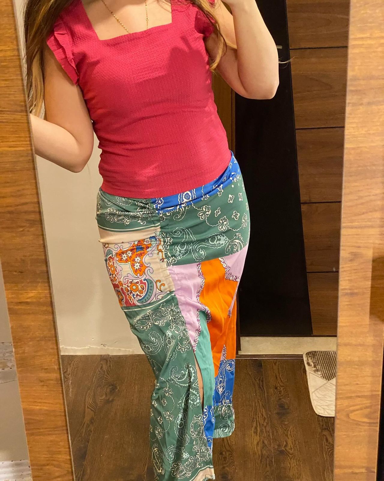 Patchwork Satin Skirt