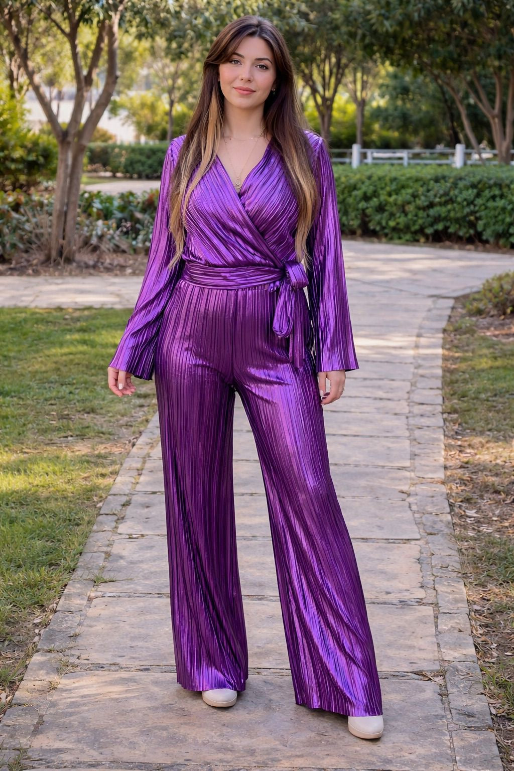 Purple Metallic Two-Piece Set