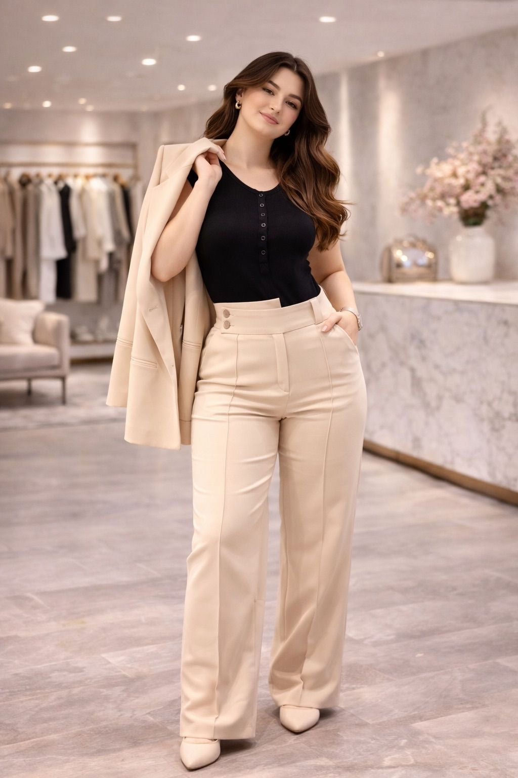 Beige Suit 2 Pieces